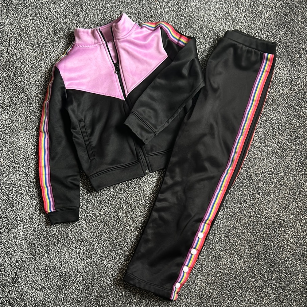 Black and Pink Tracksuit with Rainbow Stripes